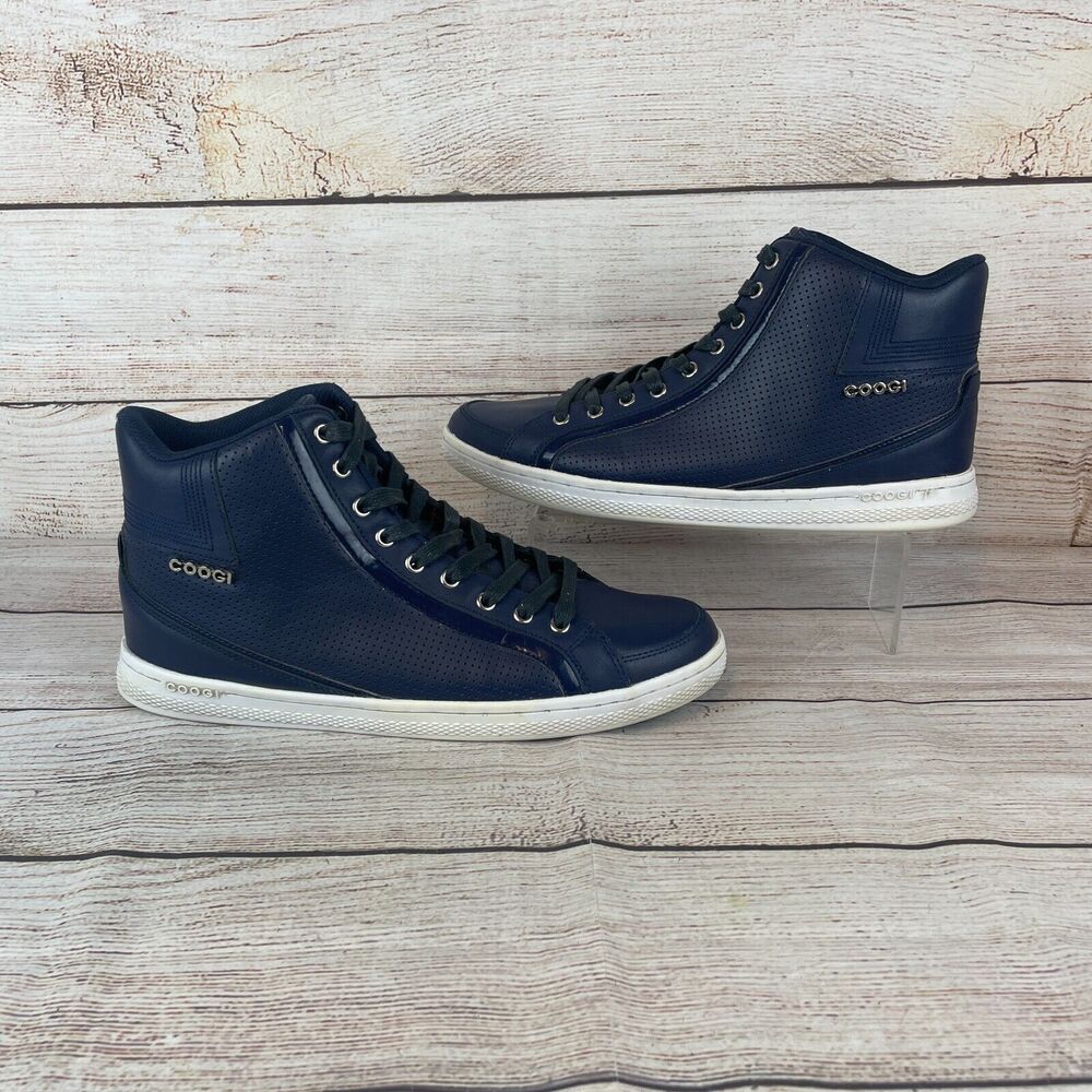Coogi Mens Sz 12 High Top Sneakers Shoes Navy Blue CM1155